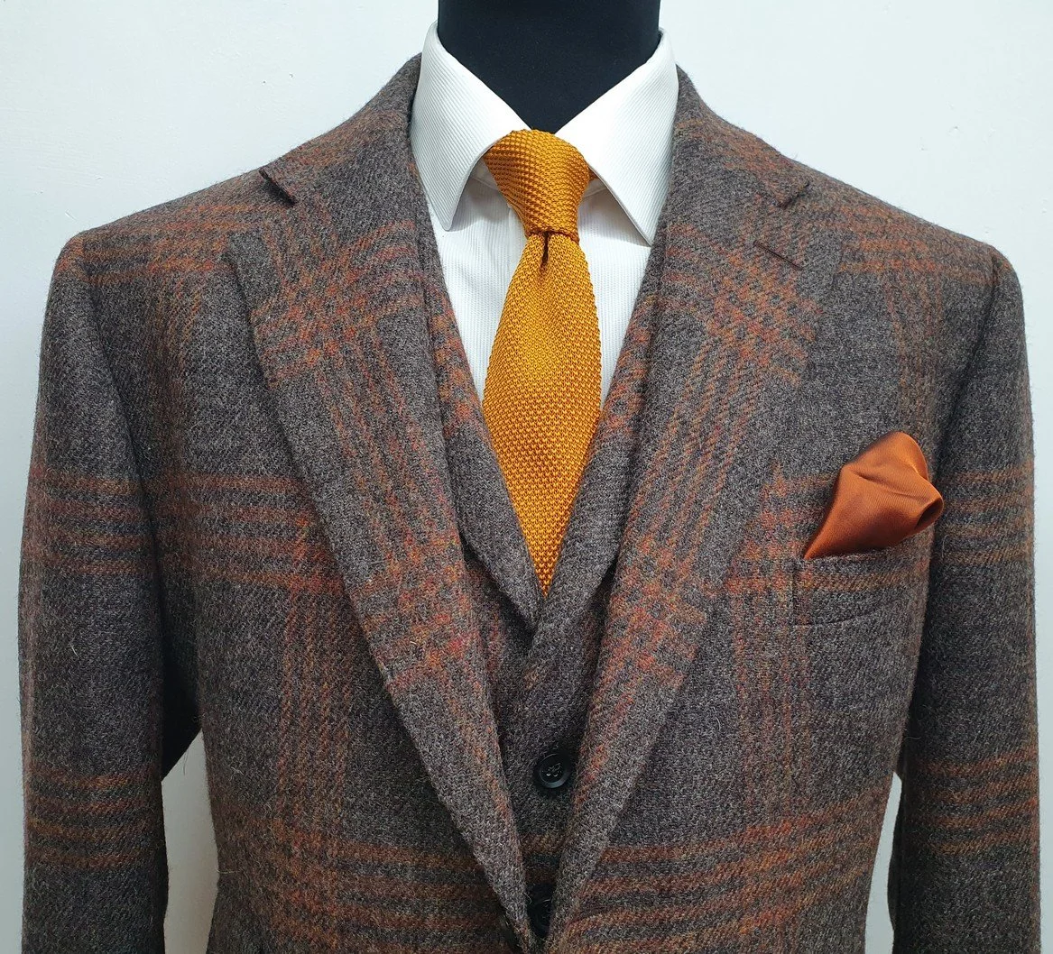 3 Piece Suit in Brown Check Tweed by Fox Brothers — TWEED ADDICT